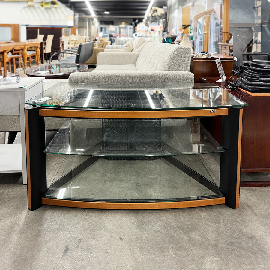Media stand- black w/ glass top, door
