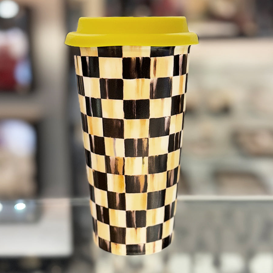 Mackenzie Childs Travel Mug Courtly Check