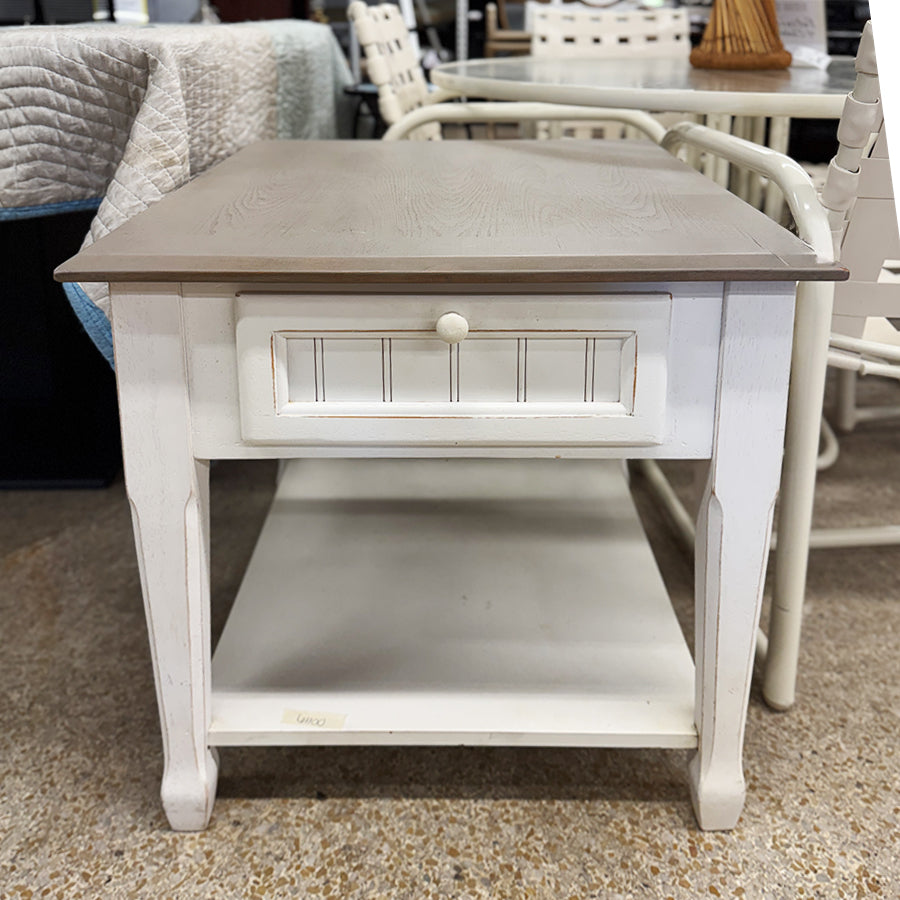 Nightstand Coastal Gray Wash 1 Drawer and Shelf