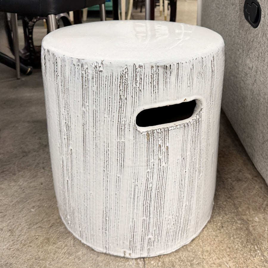 garden stool white ceramic round