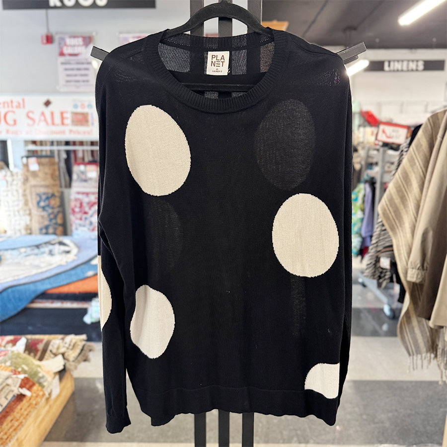 Planet sweater black white dots  l/s