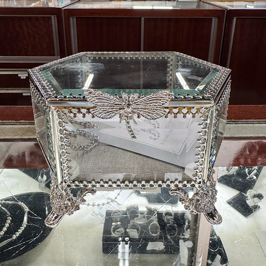 Rachel Ashwell Glass Jewelry Casket  Dragonfly