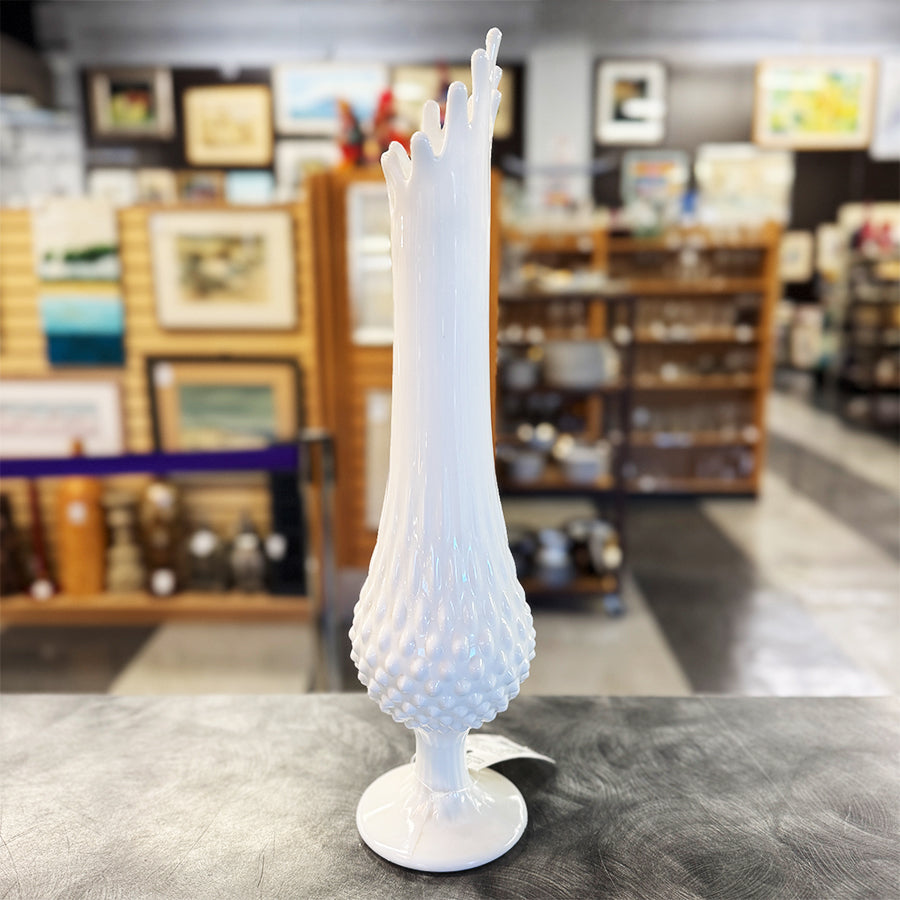 Fenton Hobnail Milk Glass Swung Vase