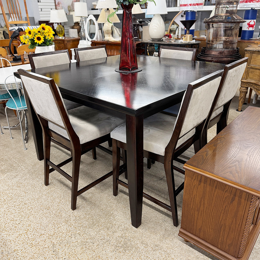 Dining/6 bar stools, dark brown wood