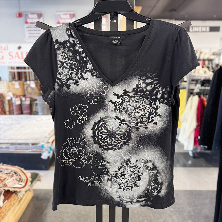 Calvin Klein shirt tee black v s/s grey
