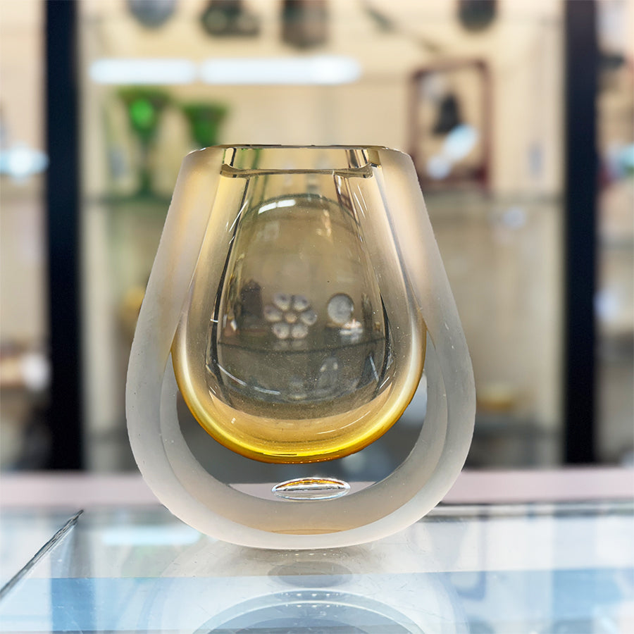 Almir Clear/Orange Art Glass Vase