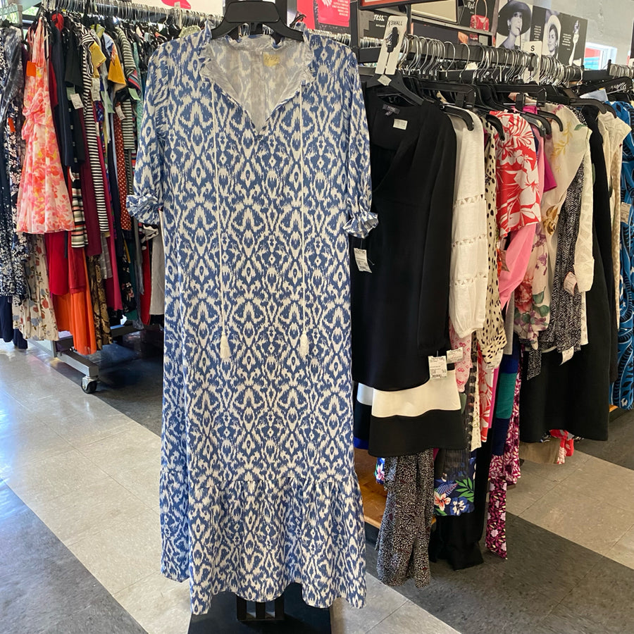 NL dress maxi blue/white s/s