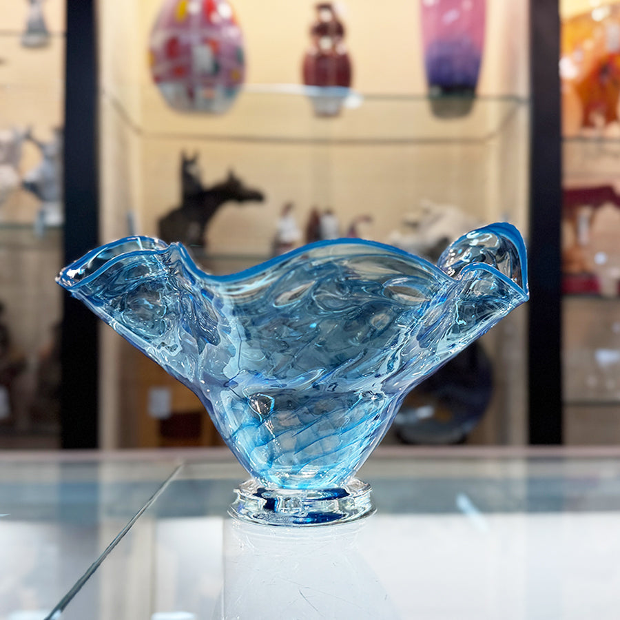 David C. Spurgeon Blue Ruffled Footed Bowl
