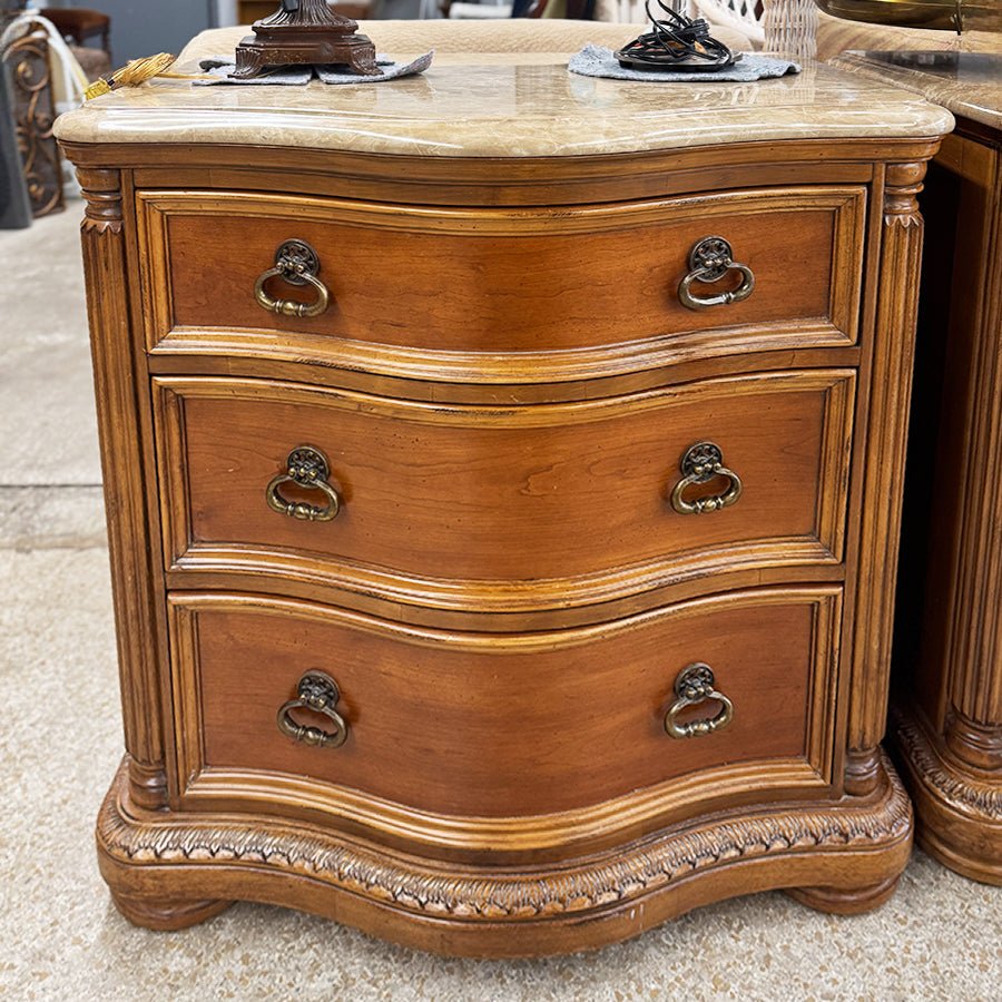 Nightstands - Wood, 3 - Drawer, Marble Top