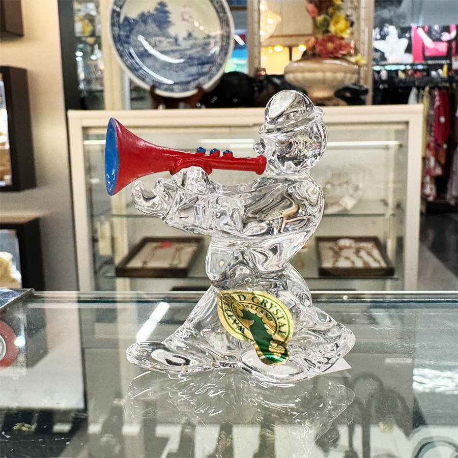 Waterford crystal jewels clown figurine with red trumpet retired merry musix