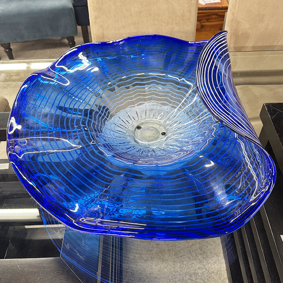 Blue/White-striped Folded Centerpiece Bowl