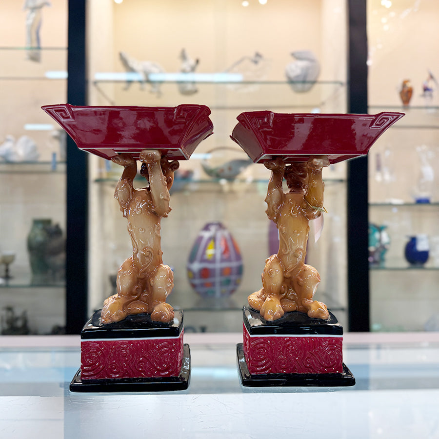 Franz Jean Boggio Sculptural Lion Bowls