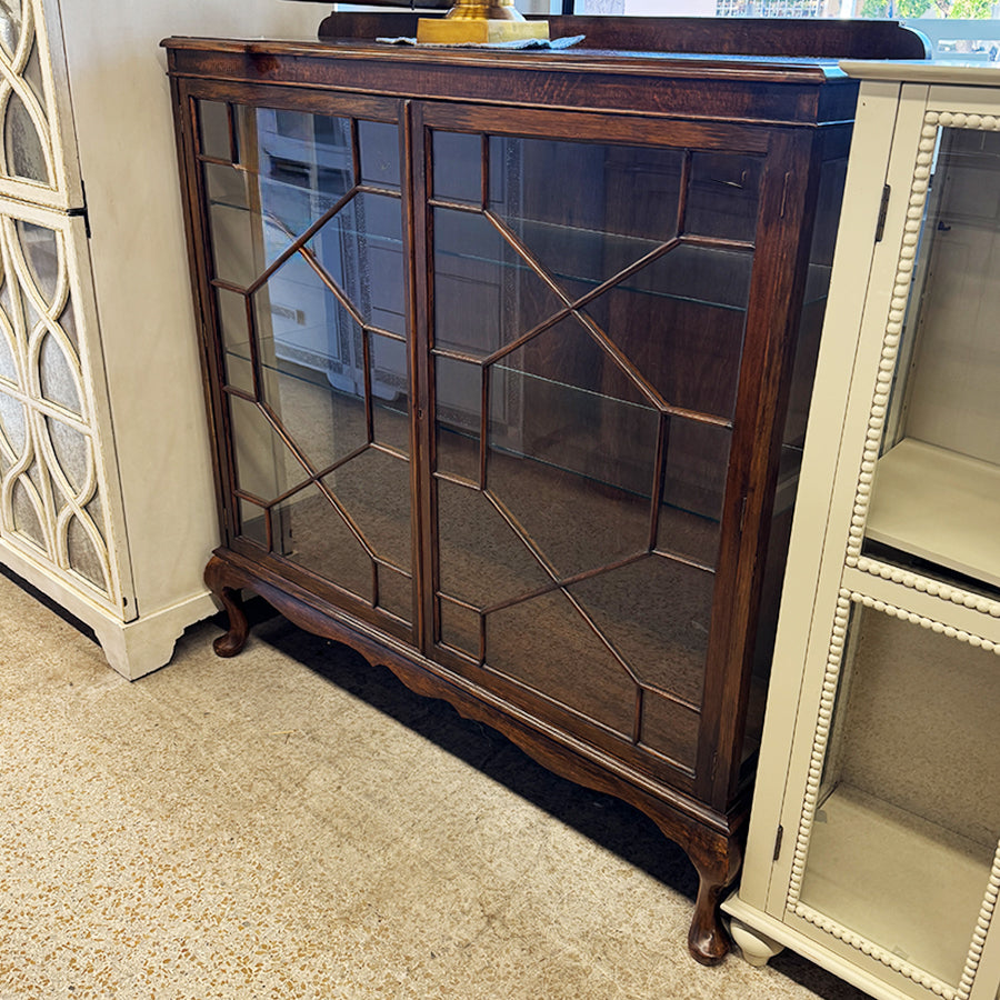 Curio cabinet- wood, w/ glass shelves