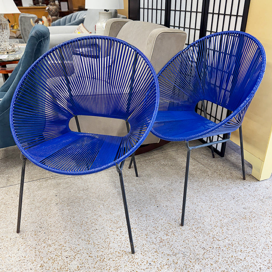 Patio chairs- blue acapulco, Set of 2.