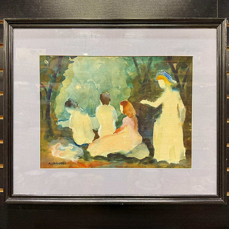 Lemmermeyer water color signed original watercolor women 3 kids