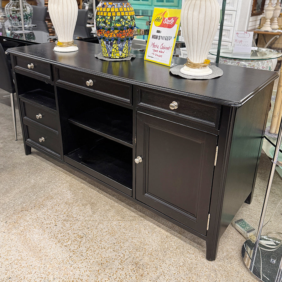 Media Cabinet - Dark Wood, 4 - Drawers