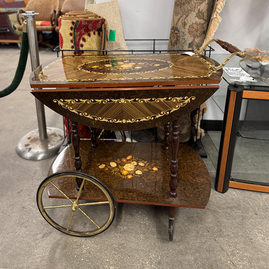 Cart - Bar Cart, Wood, on Wheels, Drop Sides