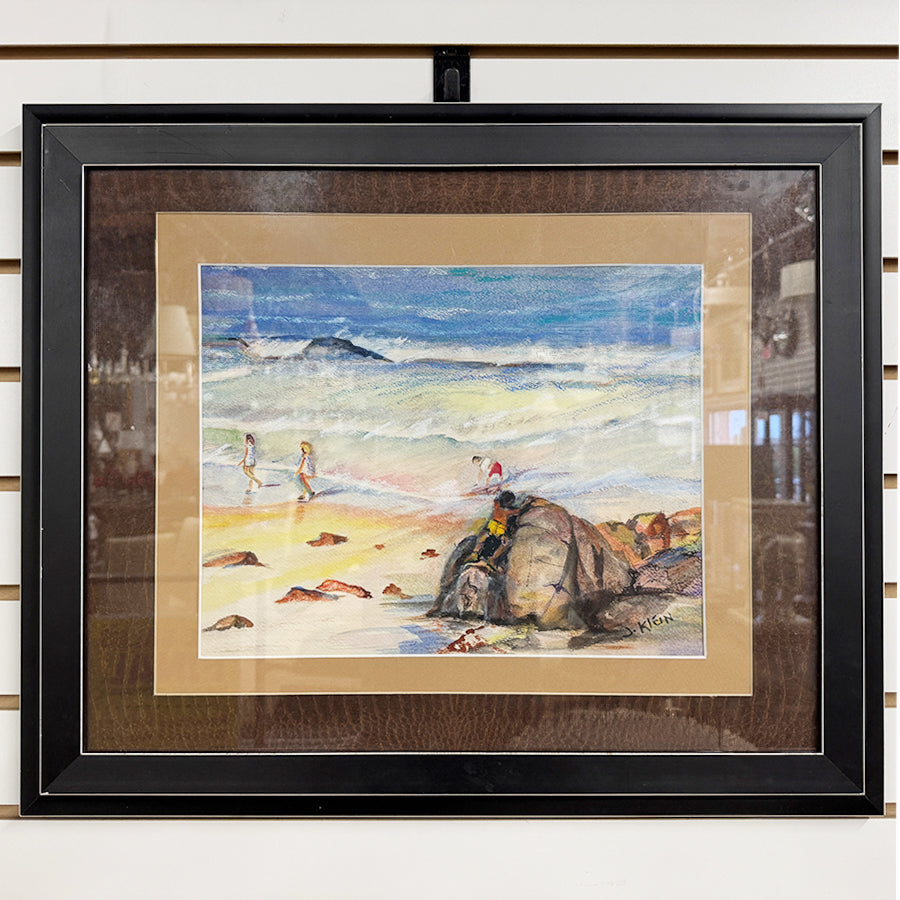 Play at Beach abstract seascape with figures and rocks