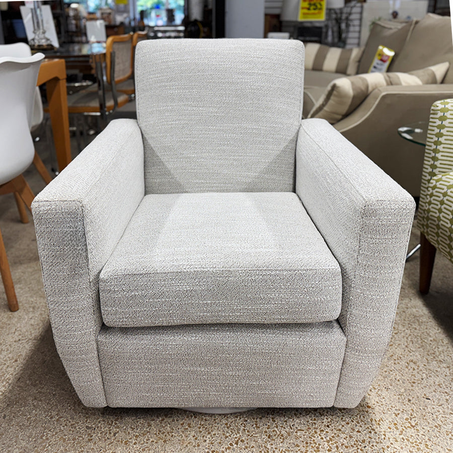 Chair- beige, white tweed, swivel, Copenhagan, New.