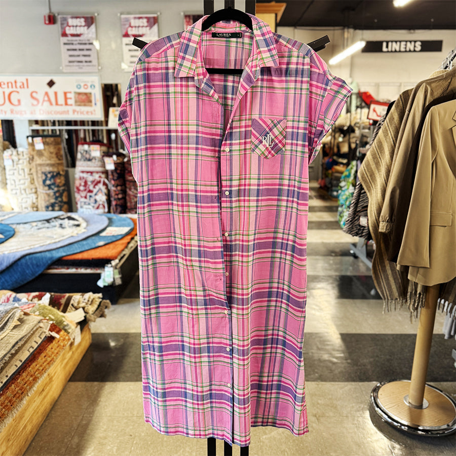 Lauren long dress pink plaid