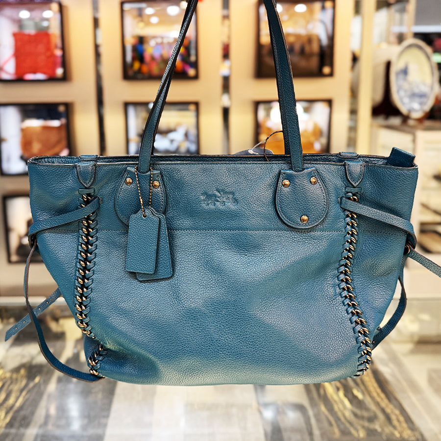 Coach Tote teal pebbled