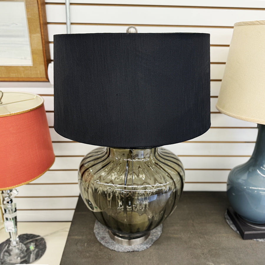 Lamp- glass base, Black shade