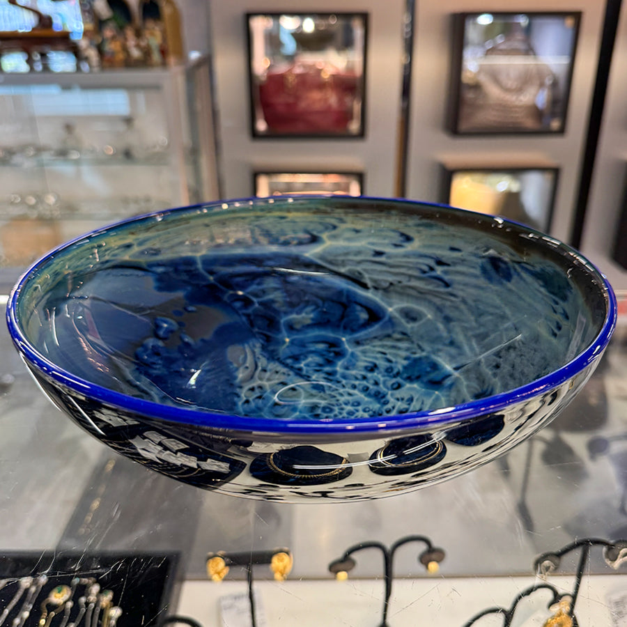 Josh Simpson Blue Art Glass Bowl