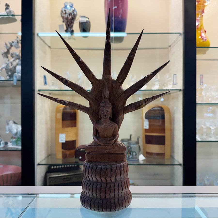 Vtg. Carved Wooden Buddha Figurine