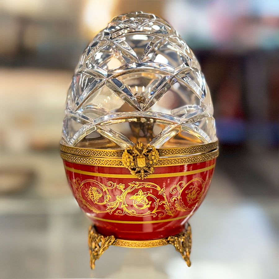 Faberge Limoges Elk Egg, Sterling