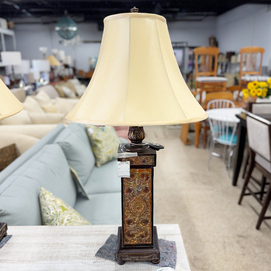 Table Lamp - Embossed Base, Satin Shade