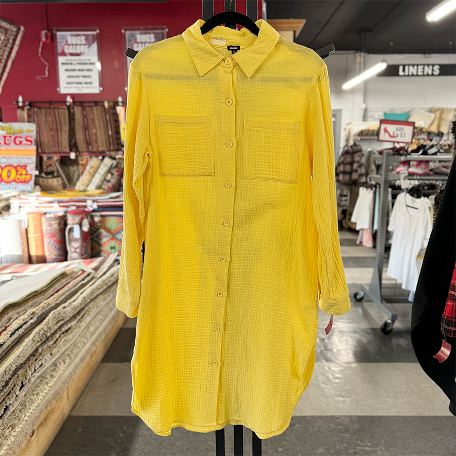 Monrow Dress yellow pucker long sleeve