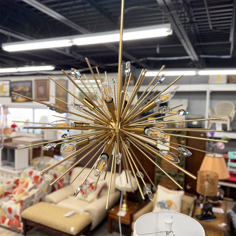 Chandelier- gold star sputnik, 10 lights