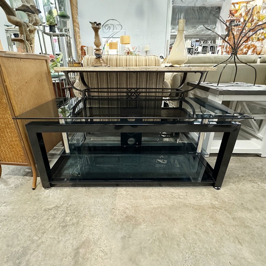 Media cabinet- black w/ glass