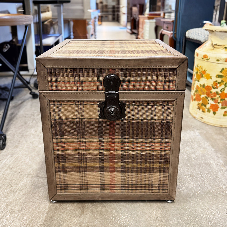 End table- plaid w/ storage.