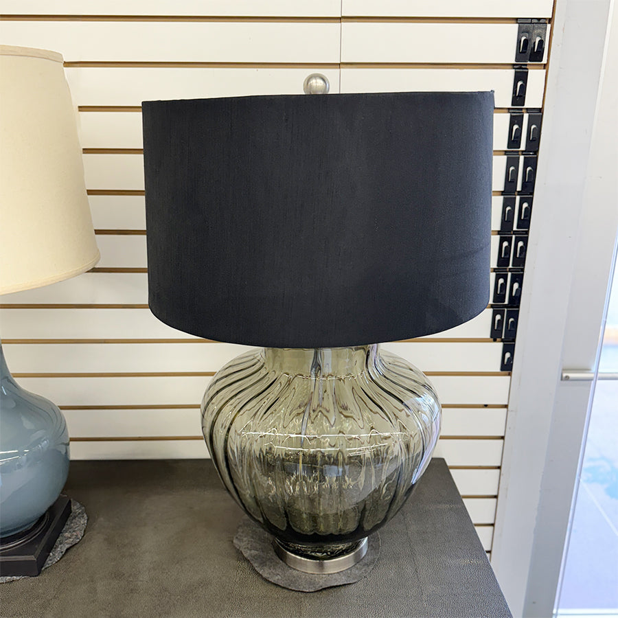 Lamp- glass base, Black shade