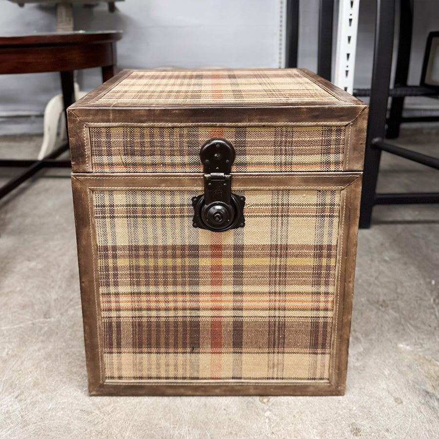 End table- plaid w/ storage.