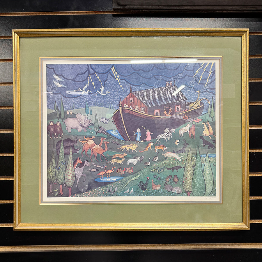 Folk Art style illustration of Noah's Ark