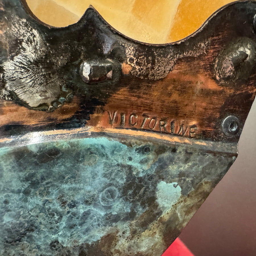 Copper & Onyx Carved Stone Sculpture Victorine