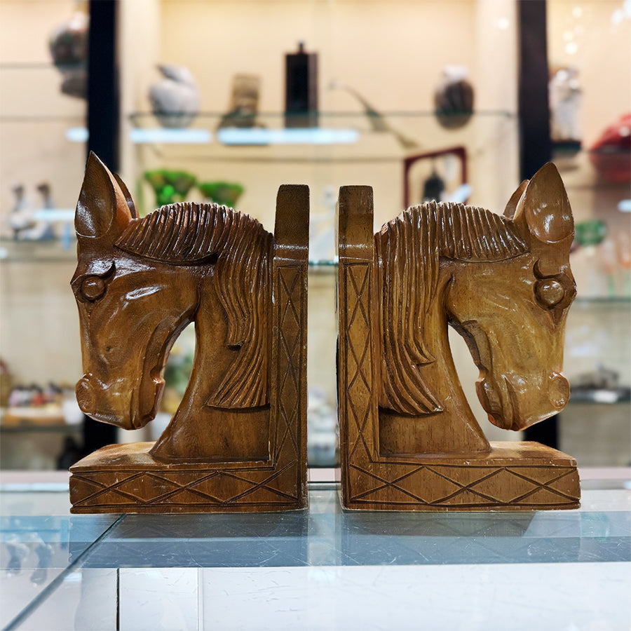 Vtg. Waikiki Ali'i Wooden Horse Head Bookends