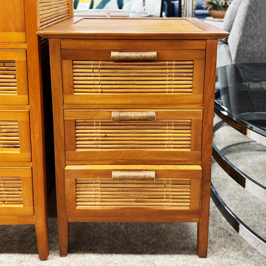 nightstand 3 drawers honey bamboo