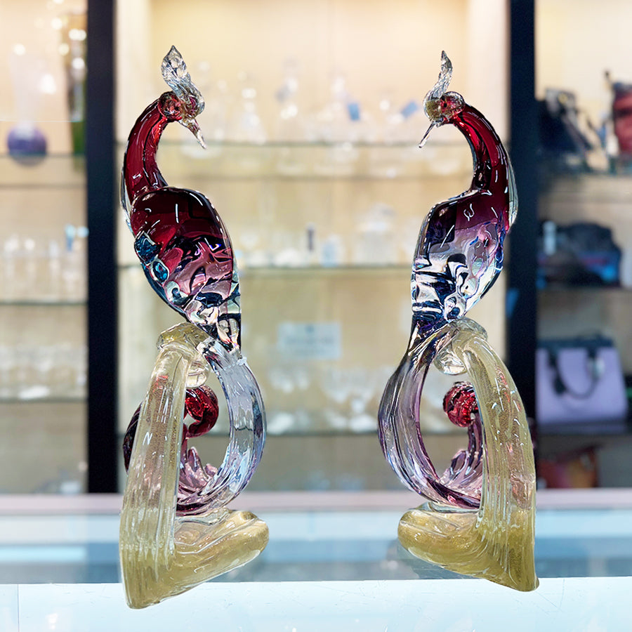 Alfredo Barbini Murano Birds of Paradise Sculptures