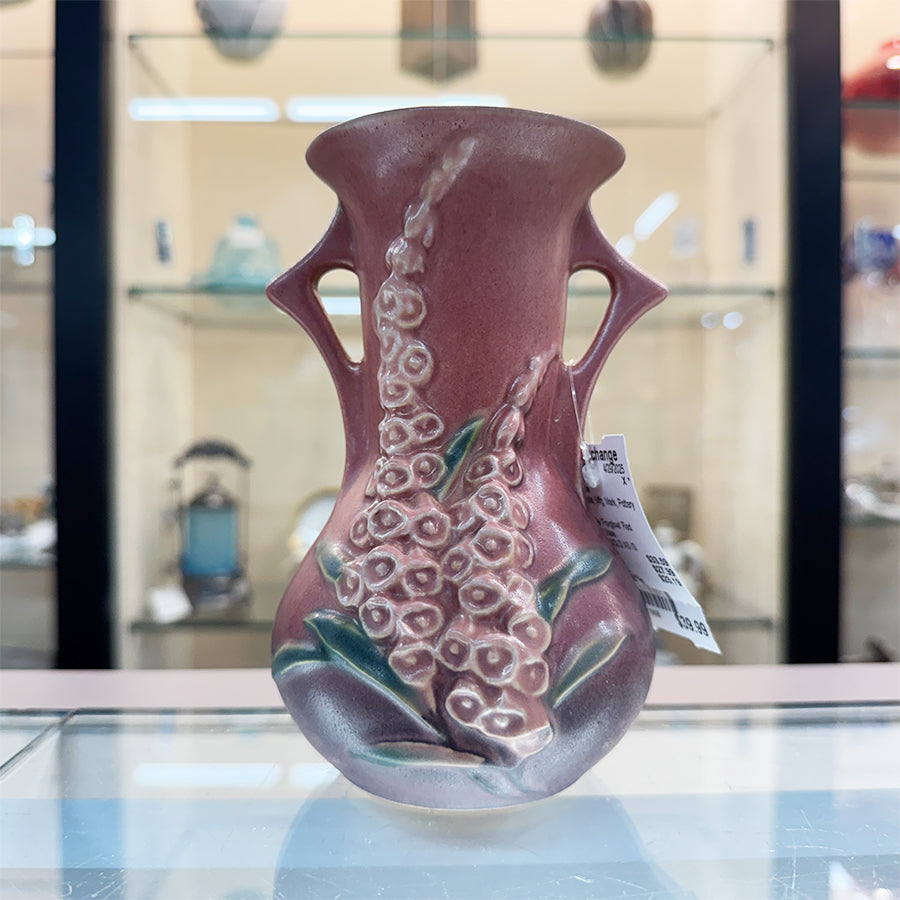 Roseville 'Foxglove' Red Handled Vase