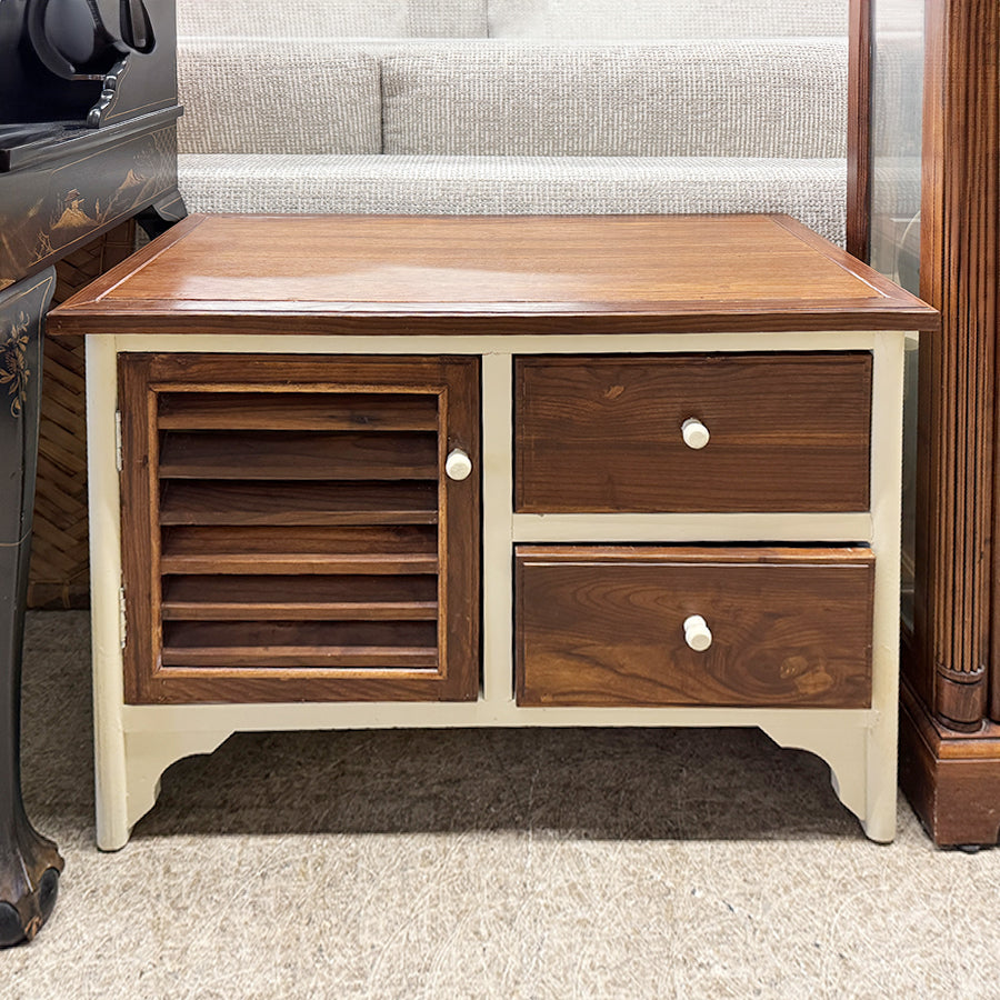 Cabinet/cream base, wood, 2 drawers