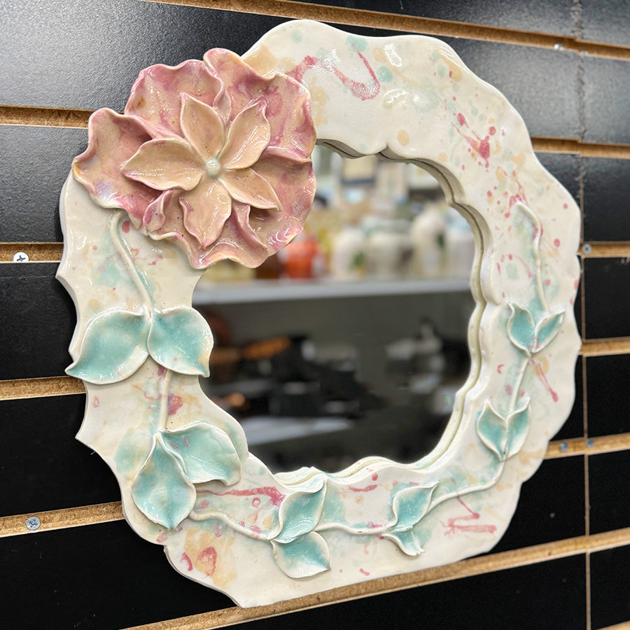 Wall Mirror Art Pottery Flower