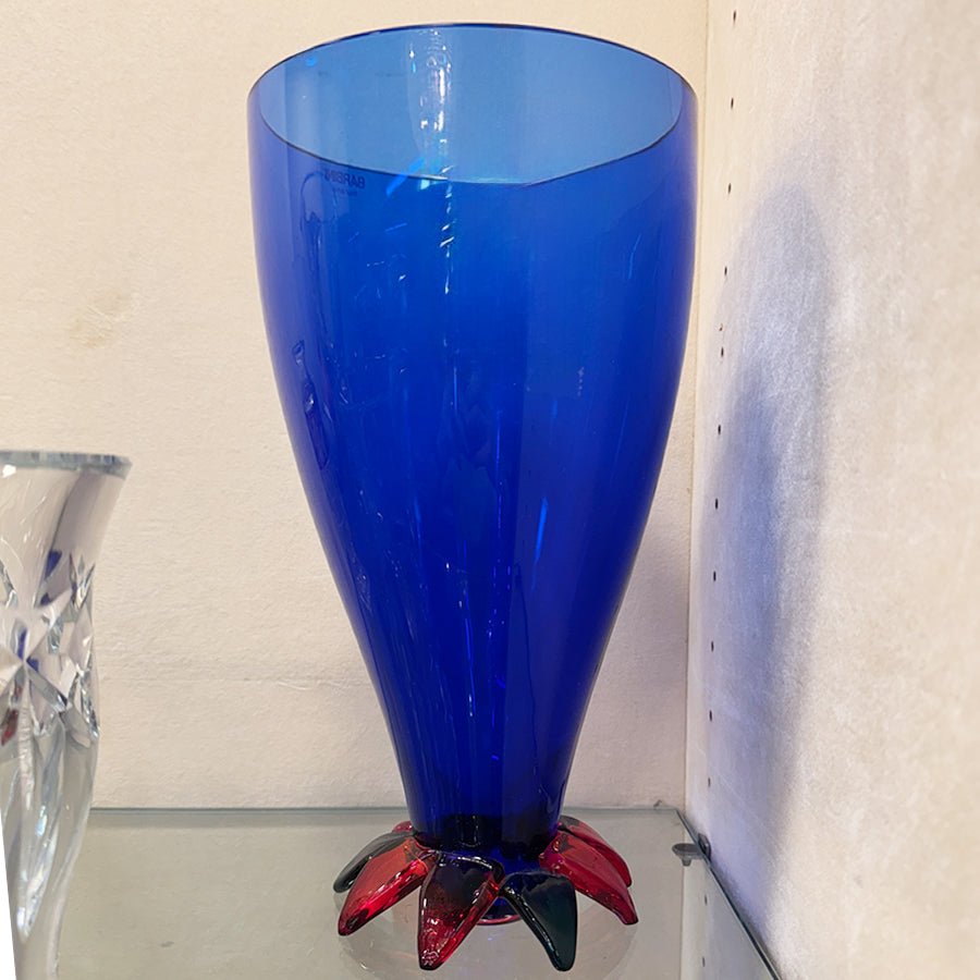 Barbini Murano Blue/Floral-footed Vase