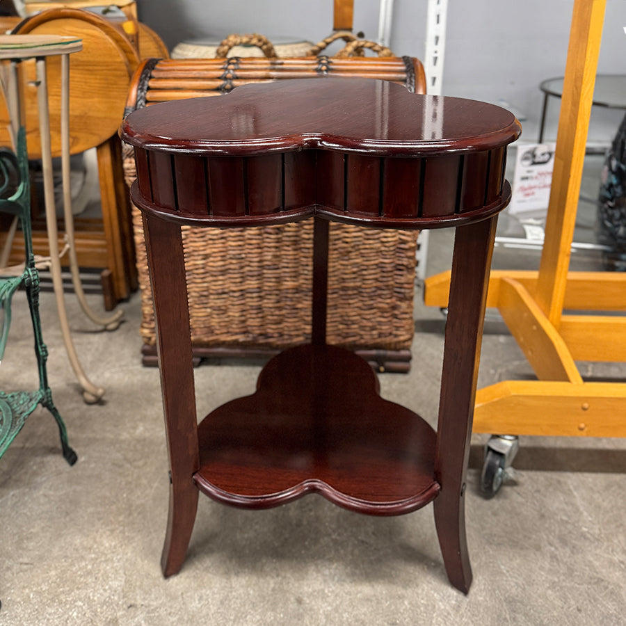 accent table- wood, clover shaped