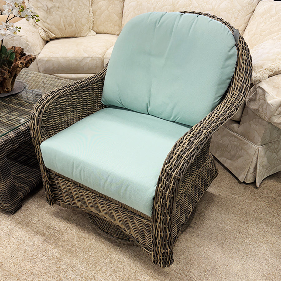 Chair-patio, wicker, rocker, swivel