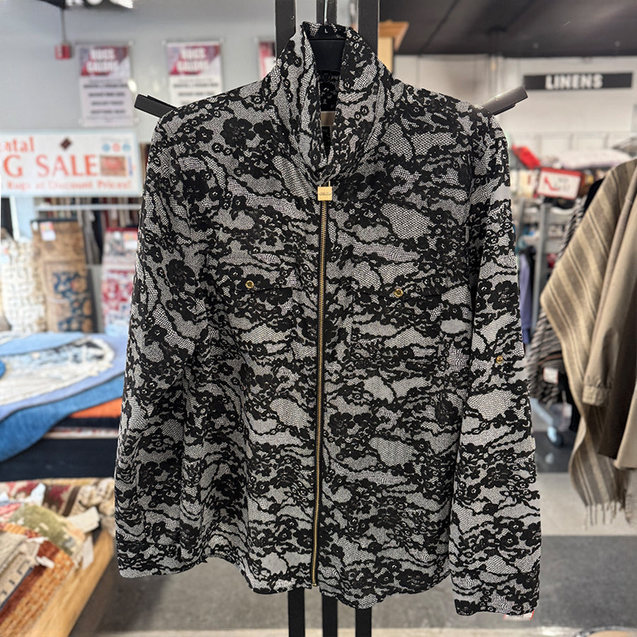 Michael blouse zipper black white pattern