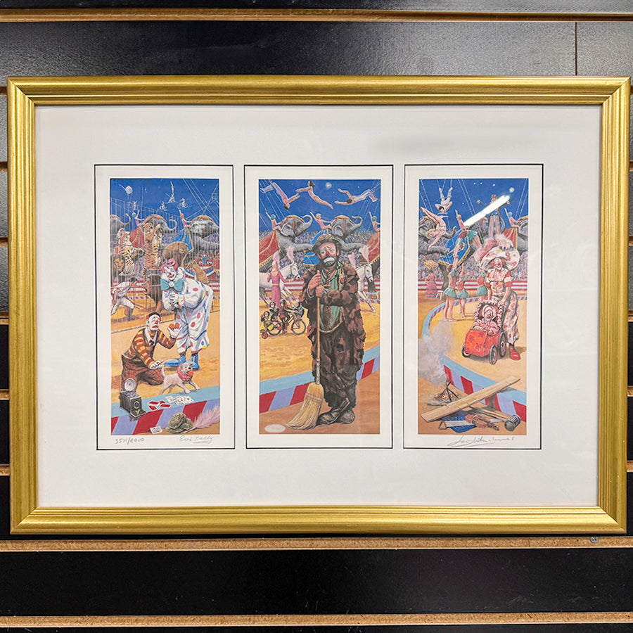 Emmit Kelly in the Spotlight 3 clown prints under 1 frame