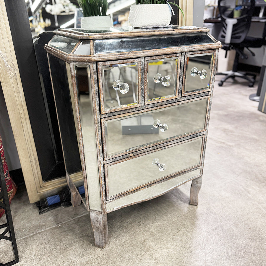 Cabinet - Mirrored, 5 - Drawers (AS IS)!!